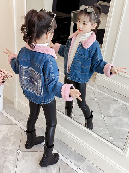 Moderna dječja zimska traper jakna za djevojčice