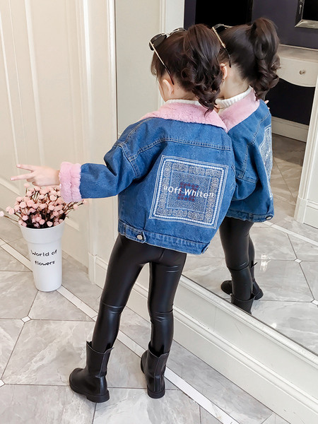 Moderna dječja zimska traper jakna za djevojčice