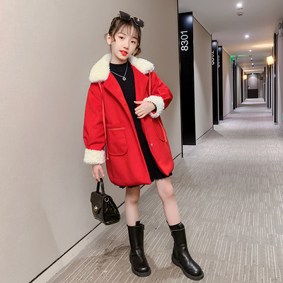 Taskutega ja kaelarihmaga lastemantel tüdrukutele