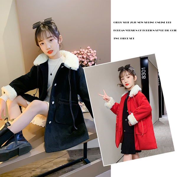 Taskutega ja kaelarihmaga lastemantel tüdrukutele