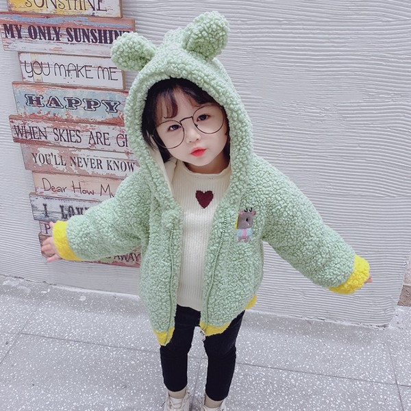 Παιδικό μπουφάν με φερμουάρ και κουκούλα για κορίτσια