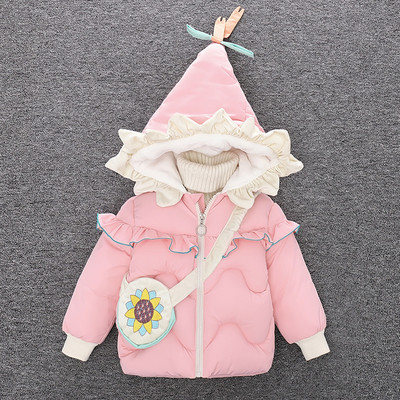 Καθημερινό παιδικό μπουφάν για κορίτσια με βολάν και κουκούλα