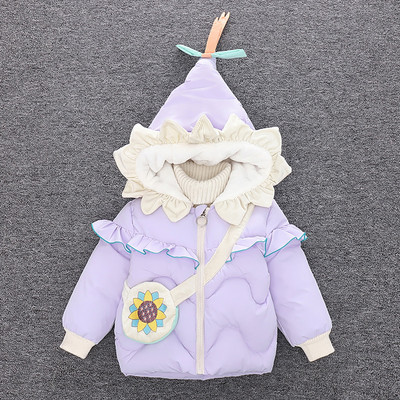 Καθημερινό παιδικό μπουφάν για κορίτσια με βολάν και κουκούλα
