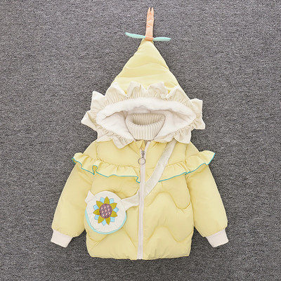 Καθημερινό παιδικό μπουφάν για κορίτσια με βολάν και κουκούλα