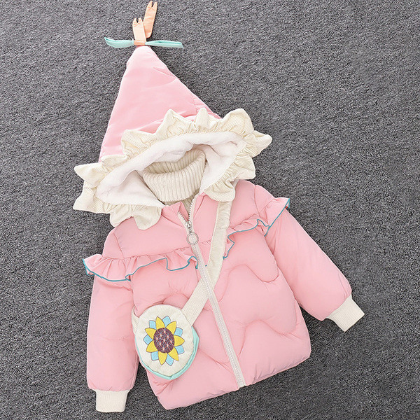 Καθημερινό παιδικό μπουφάν για κορίτσια με βολάν και κουκούλα