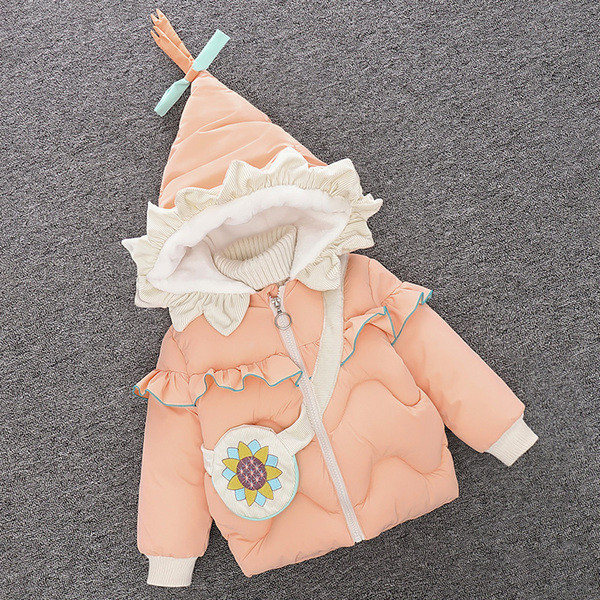 Καθημερινό παιδικό μπουφάν για κορίτσια με βολάν και κουκούλα