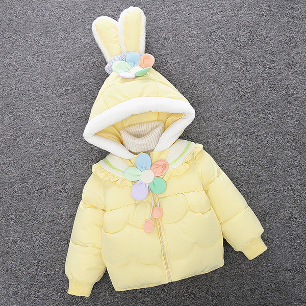 Μοντέρνο παιδικό μπουφάν - κουκούλα με τρισδιάστατο στοιχείο για κορίτσια