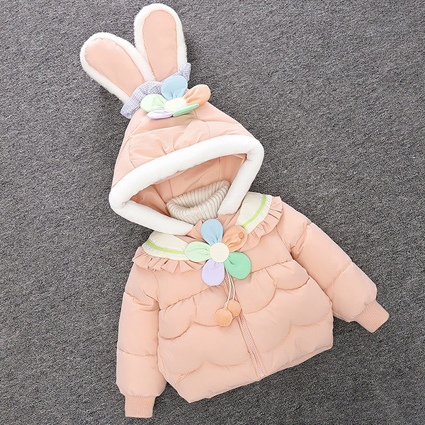 Μοντέρνο παιδικό μπουφάν - κουκούλα με τρισδιάστατο στοιχείο για κορίτσια