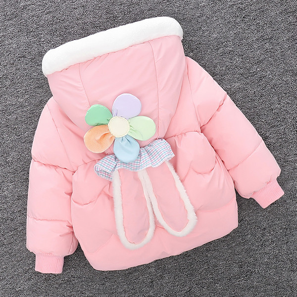 Μοντέρνο παιδικό μπουφάν - κουκούλα με τρισδιάστατο στοιχείο για κορίτσια
