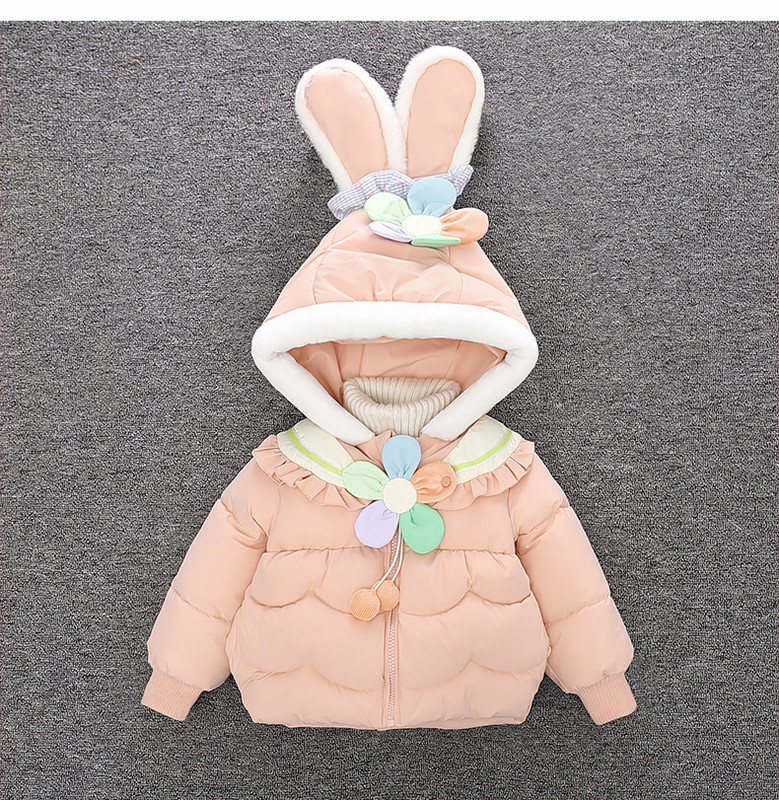 Μοντέρνο παιδικό μπουφάν - κουκούλα με τρισδιάστατο στοιχείο για κορίτσια