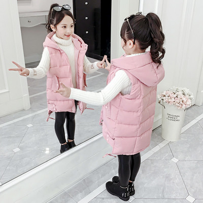 Φθινόπωρο-χειμερινό γιλέκο μεσαίου μήκους για κορίτσια