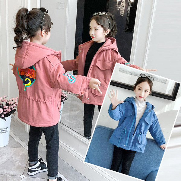 Pehme voodri ja kapuutsiga laste jope tüdrukutele