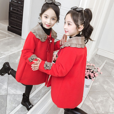 Laste stiilne punane mantel tüdrukutele