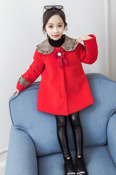 Laste stiilne punane mantel tüdrukutele