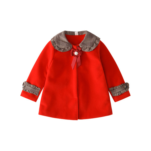 Laste stiilne punane mantel tüdrukutele