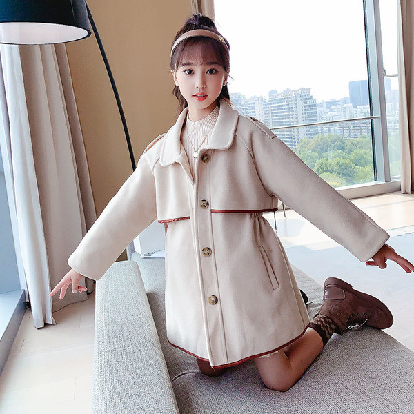 Laste pikk nööpidega mantel - tüdrukutele