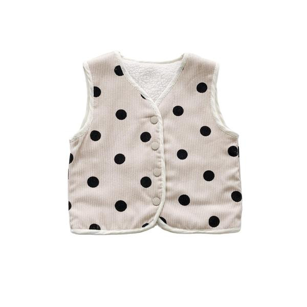 Παιδικό γιλέκο διπλής όψης για κορίτσια με κολάρο και κουμπιά