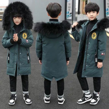 Παιδικό χειμερινό μπουφάν για αγόρια με κουκούλα και γούνα