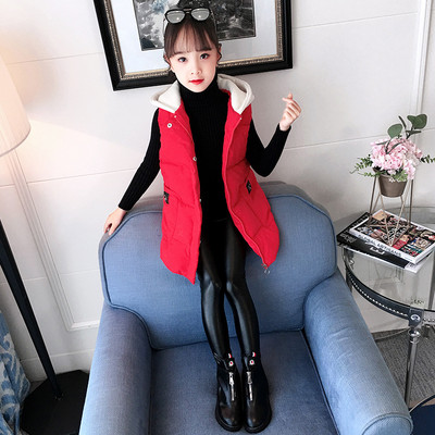 Sügis-talvine vest keskmise pikkusega tüdrukutele