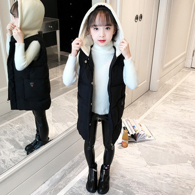 Sügis-talvine vest keskmise pikkusega tüdrukutele