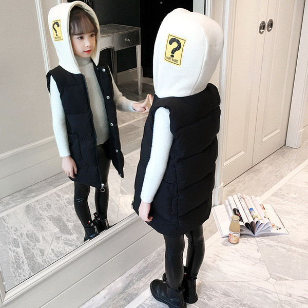 Sügis-talvine vest keskmise pikkusega tüdrukutele