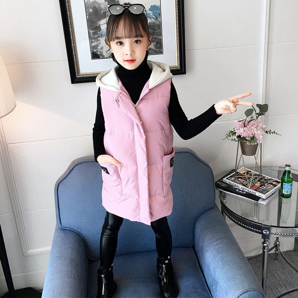 Sügis-talvine vest keskmise pikkusega tüdrukutele