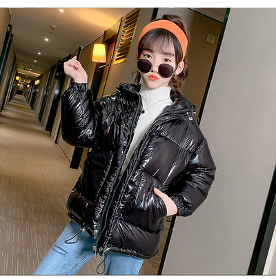 Χειμερινό μπουφάν για κορίτσια με γυαλιστερό αποτέλεσμα