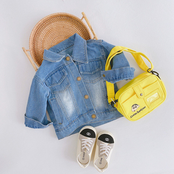 Casual παιδικό τζιν μπουφάν για κορίτσια με τύπωμα