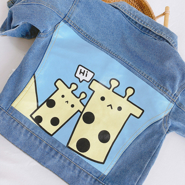 Casual παιδικό τζιν μπουφάν για κορίτσια με τύπωμα