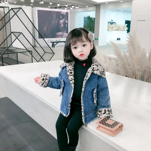 Νέο μοντέλο παιδικό τζιν μπουφάν με φερμουάρ για κορίτσια