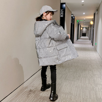 Παιδικό μπουφάν για κορίτσια με κουκούλα - φαρδύ μοντέλο