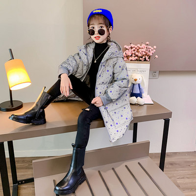 Παιδικό μπουφάν για κορίτσια με κουκούλα - φαρδύ μοντέλο