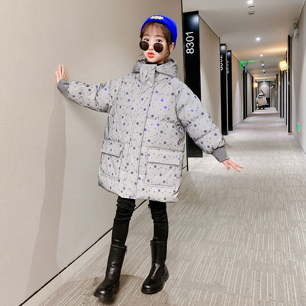 Παιδικό μπουφάν για κορίτσια με κουκούλα - φαρδύ μοντέλο