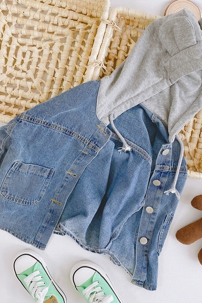 Kapuutsiga laste teksajakk poistele ja tüdrukutele