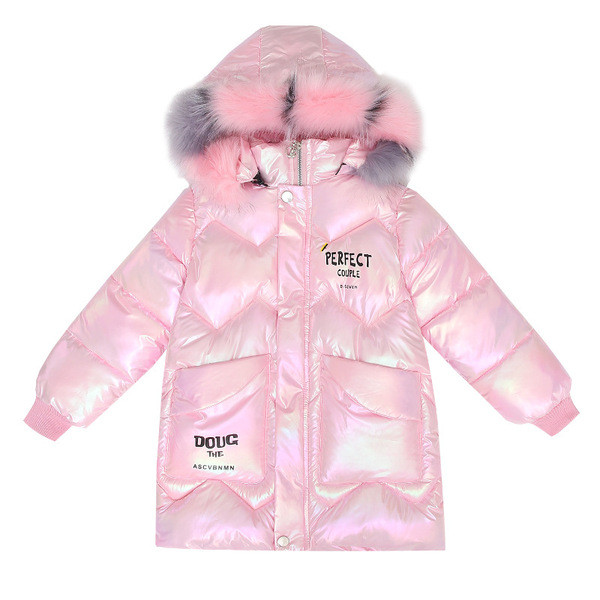 Modern, fényes hatású gyerekkabát lányoknak