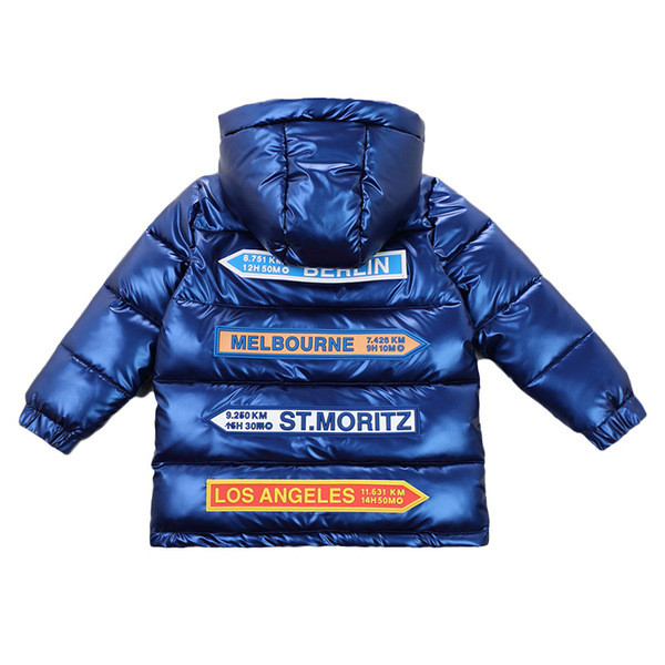 Talvine värviliste trükistega laste jope poistele