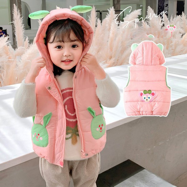 Igapäevane kapuutsi ja nööpidega lastevest tüdrukutele