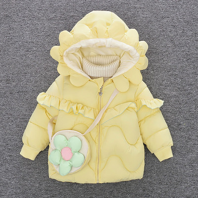 Kapuutsiga ja lokkidega igapäevane laste jope tüdrukutele