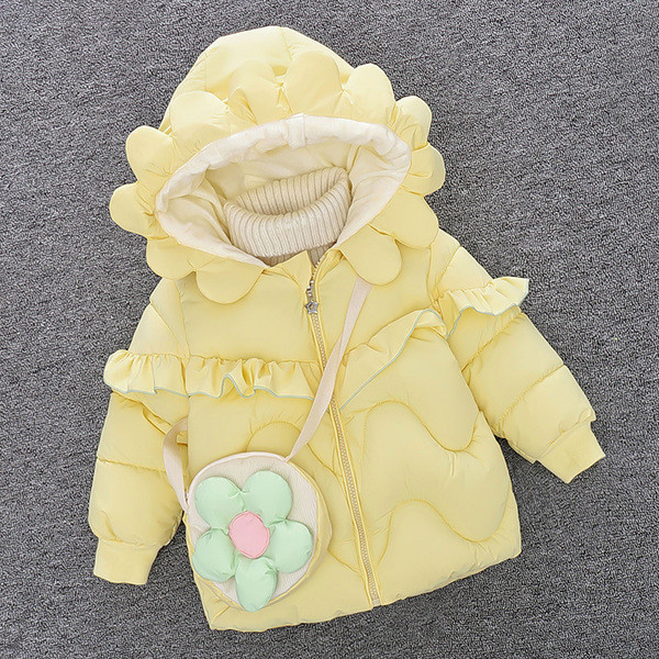 Kapuutsiga ja lokkidega igapäevane laste jope tüdrukutele