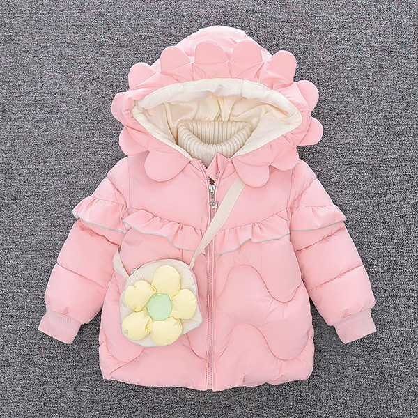 Kapuutsiga ja lokkidega igapäevane laste jope tüdrukutele