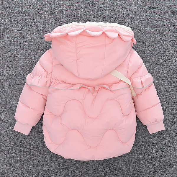 Kapuutsiga ja lokkidega igapäevane laste jope tüdrukutele