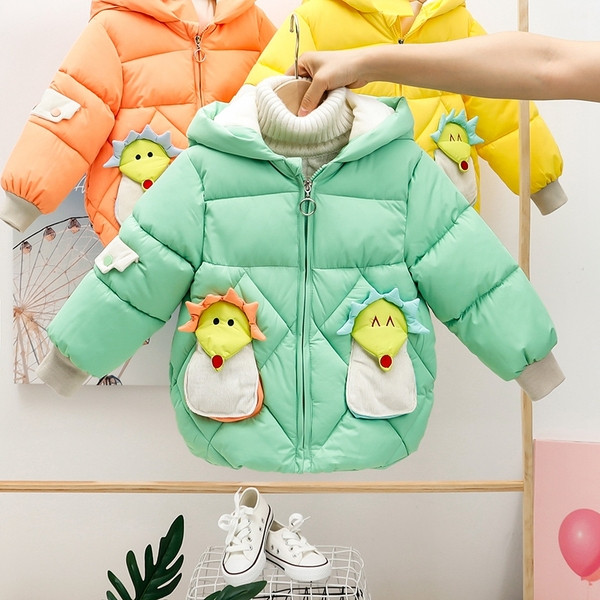 Uut mudelit 3D-elemendi ja kapuutsiga laste jope poistele