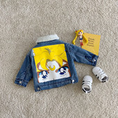 Uut mudelit värvilise aplikatsiooniga laste teksajakk poistele