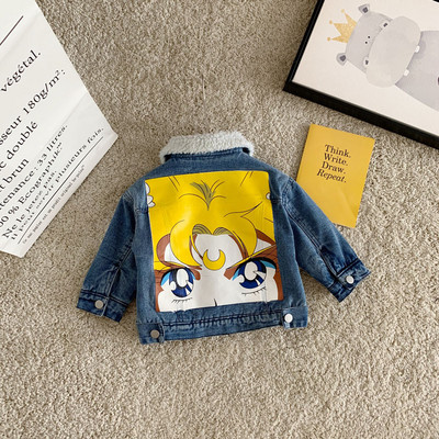 Uut mudelit värvilise aplikatsiooniga laste teksajakk poistele