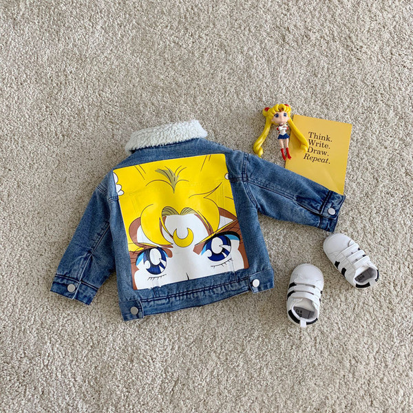 Uut mudelit värvilise aplikatsiooniga laste teksajakk poistele