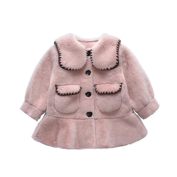 Moodne nööpide ja pikkade varrukatega lastemantel - tüdrukutele