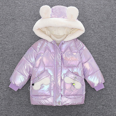 Laste talvejope tüdrukutele - kapuutsiga ja 3D elemendiga