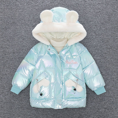 Laste talvejope tüdrukutele - kapuutsiga ja 3D elemendiga