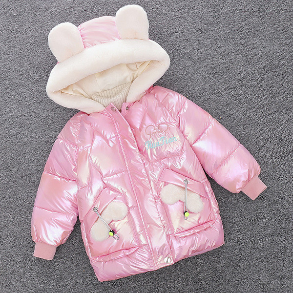 Laste talvejope tüdrukutele - kapuutsiga ja 3D elemendiga