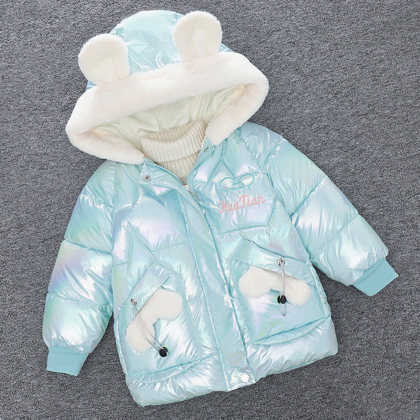 Laste talvejope tüdrukutele - kapuutsiga ja 3D elemendiga